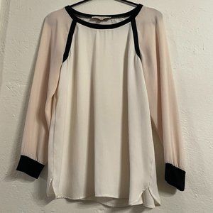 Loft white/cream/black long sleeve blouse, XSP